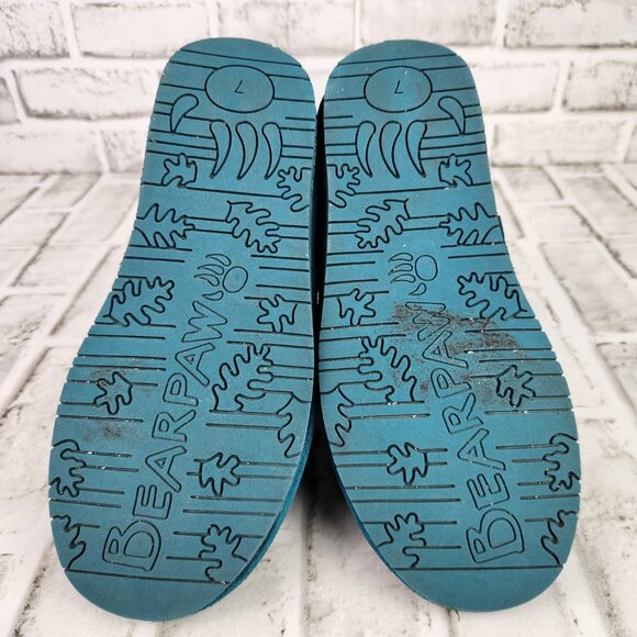 Bearpaw Christie Women's Sz 7 Teal Blue Suede Wool Sheepskin Footbed Ankle Boots - Picture 8 of 12